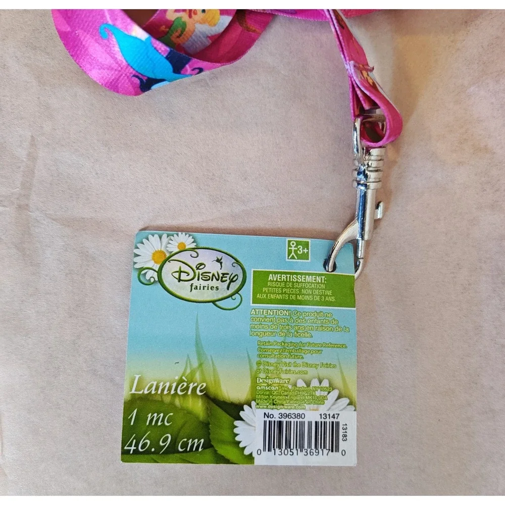 Disney Fairies Lanyard Kids Unisex OS Pink Tinker Bell Rosetta Graphic 18.5in